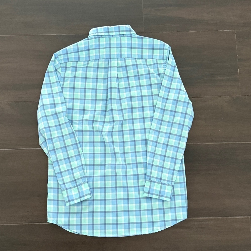 Vineyard Vines Boys Performance Plaid Button-Down Shirt - Light Blue & Mint - Picture 4 of 4